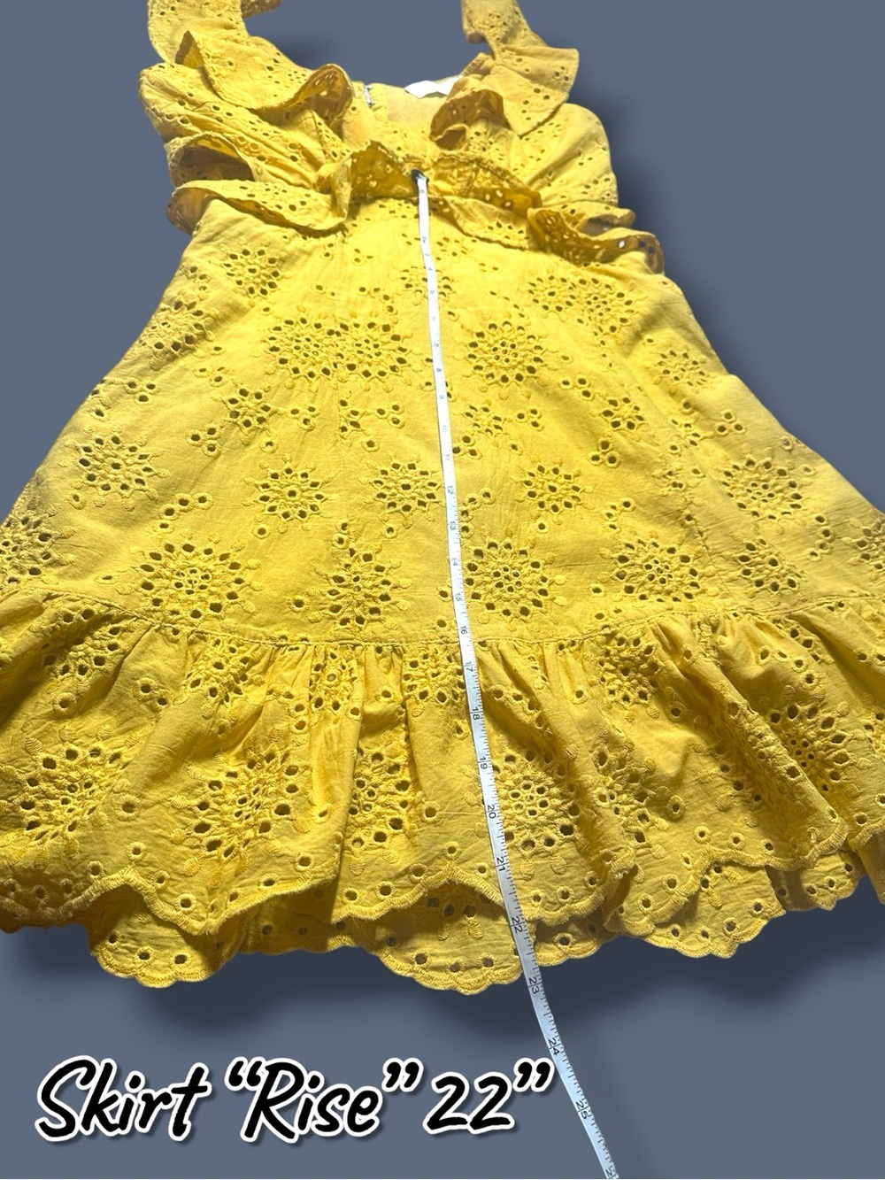ASTR The Label Open Back and Side Eyelet Dress in Yellow. Size Medium - Picture 7 of 14